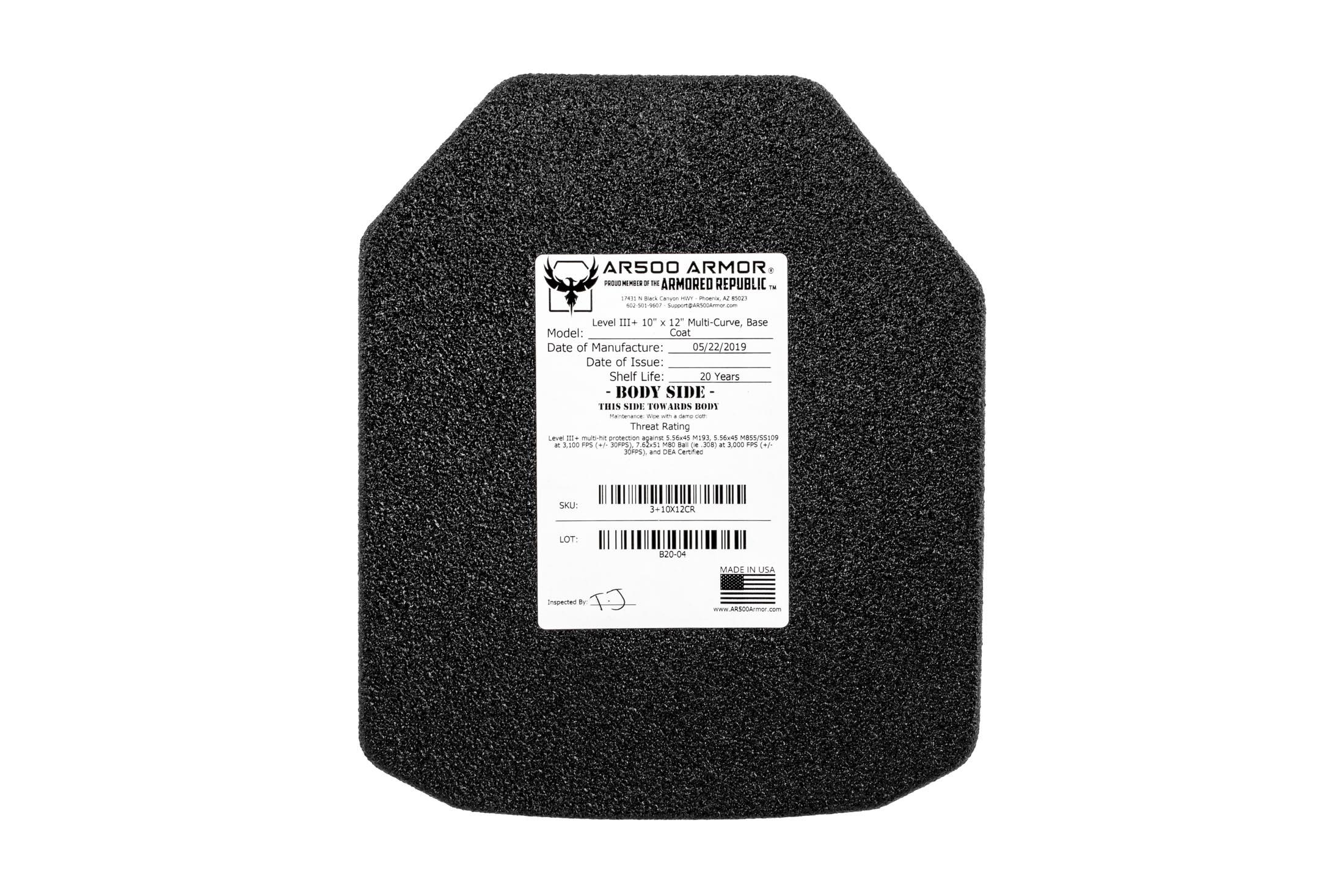 AR500 Armor 10" x 12" Level III+ Curved ASC Plate 3+10X12CR